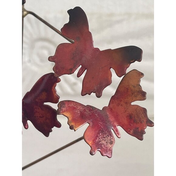 Vintage 1960's Table top Brutalist Metal Butterfly Sculpture Onyx Stone - Picture 3 of 14